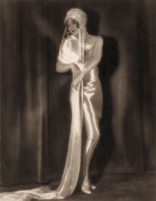 Nancy Carroll in a bridal ensemble, 1920s.