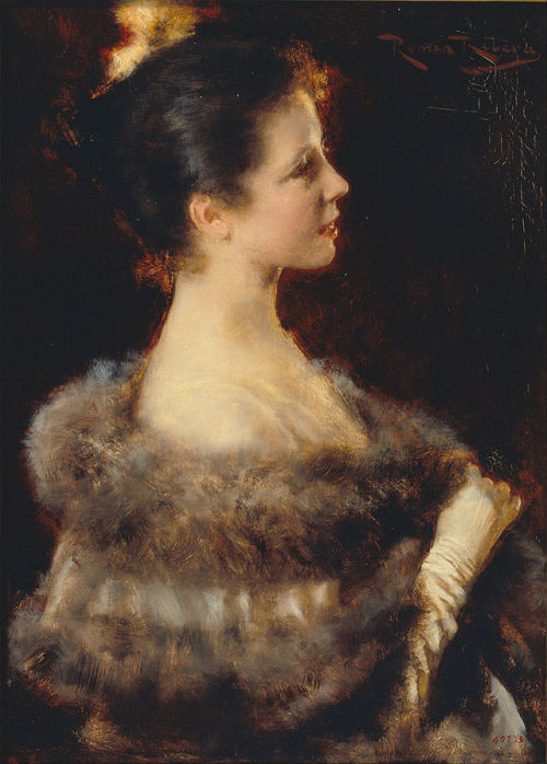 Romà Ribera i Cirera (1848-1935) Dama con traje de noche - 1893