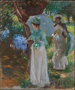 beyond-the-canvas:    John Singer Sargent, Two Girls with Parasols, 1888. (Left this experimental foray in plein air painting unfinished due to lack of interest.) 