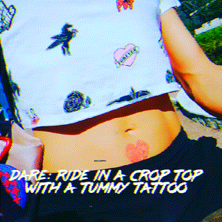 fluidityofficial: Dare : ride horseback in a little crop top with a tummy tattoo