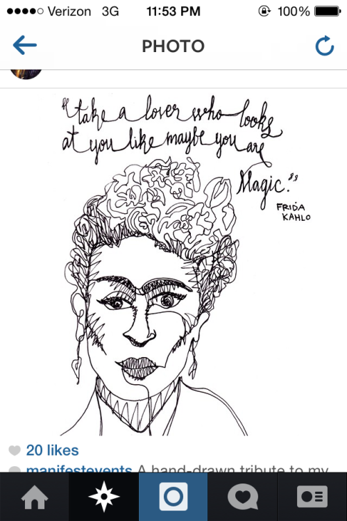 Hand-drawn tribute misattribution with inexplicably capitalized Mmartyoutloud.com/poems/frida