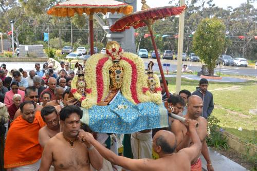 Vishnu, Lakshmi and Bhumi in procession, Australia