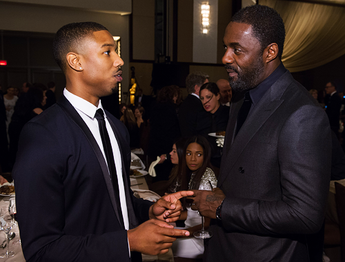 anthonymackies:Michael B. Jordan with Lupita Nyong’o and Idris Elba at Academy of Motion Picture Art