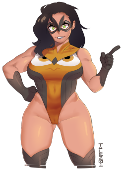 grimphantom2: ninsegado91:   talezshittyblog:  WIP designing a super heroine, with Owl powers, dont ask me whyshe attacks at night, silently, can spin her head and fill her mouth with a lot of stuff, that’s itI guess her name is Owlette (name was anaid’s