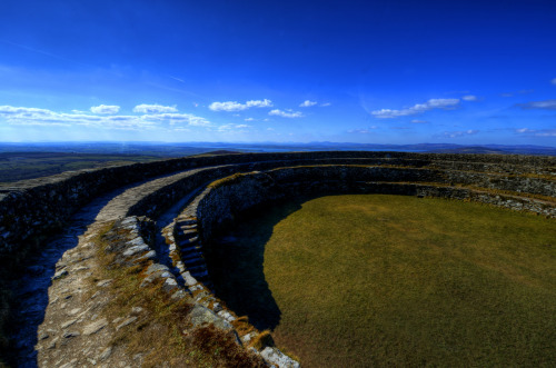 Stone ring fort at the Grianán of Aileach, on the summit of Greenan Mountain, County Donegal, Irelan