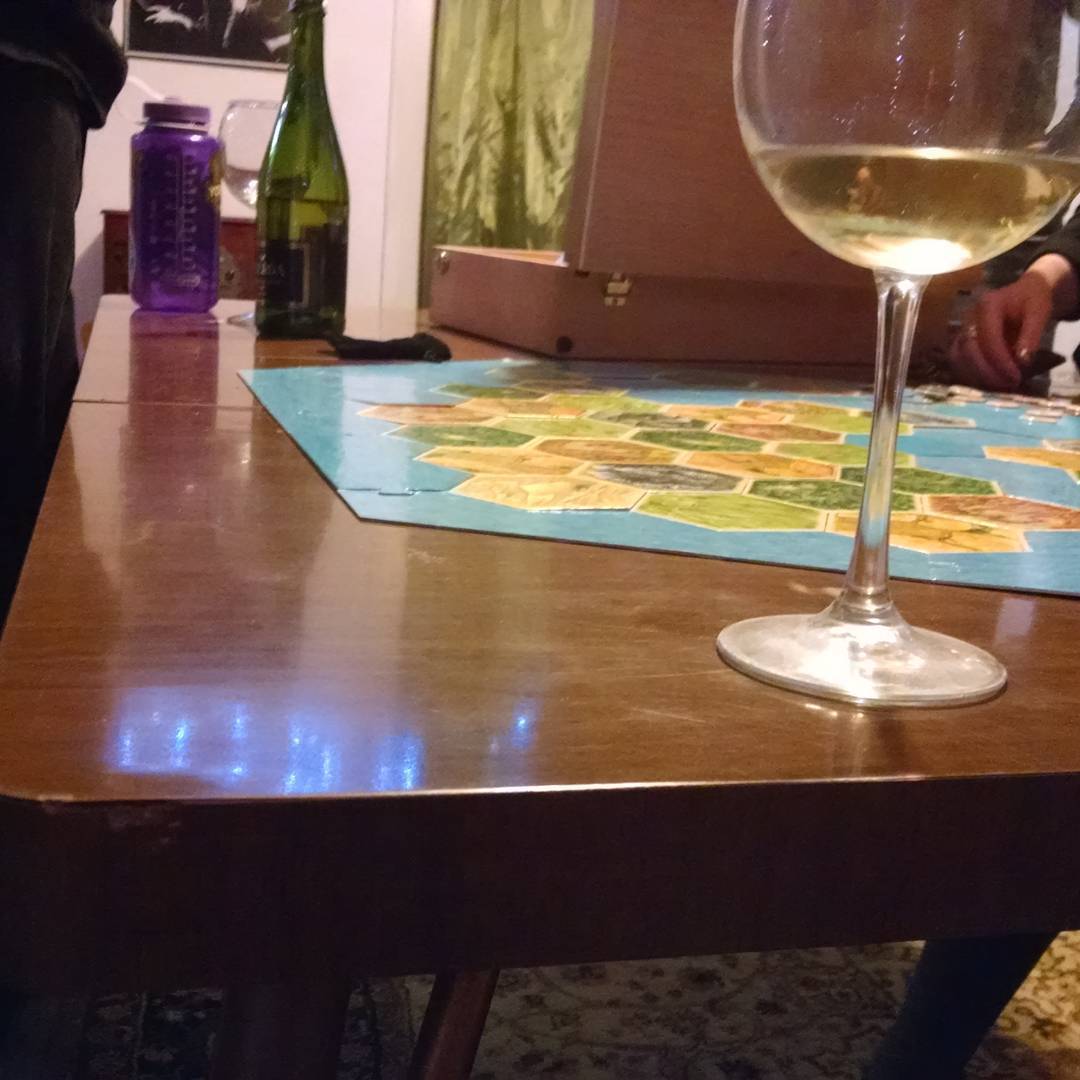 Wine and Catan. #LoseYourFriends #settlersofcatan
