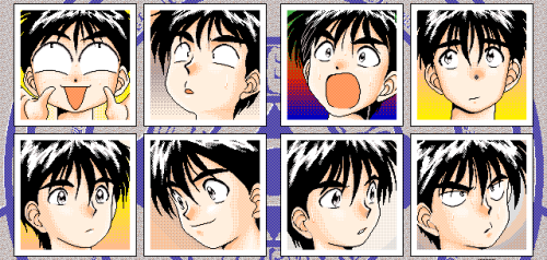 the-fourth-goddess:These character icons are from the Ah! Megami sama adventure game for the NEC PC-