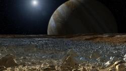 sixpenceee:  Artist’s Renditionof Jupitar as Seen from Europa’s Surface