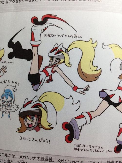 pokemon-global-academy:Viola, Korrina, Clemont, Valerie, Olympia and Wulfric character design sheets