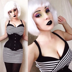 mirandarightsofficial:  BEHOLD! The magic that can happen when EBay wigs actually cooperate!   Here’s a super quick DIY casual Lady Beetlejuice for Day 21 of #31diystilhalloween!   I went for a super ghoulish contour using my @lunatick_cosmetic_labs