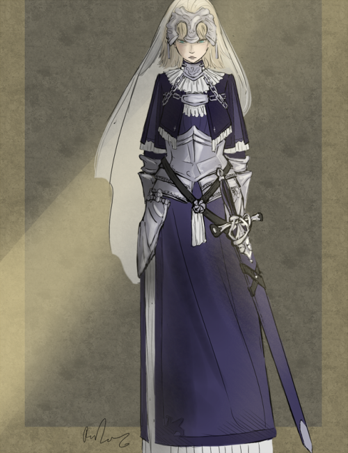 flabbergastedpigeon: Jeanne, Dark Souls style.She’d be a Faith/Dex build. @haruspicus you&