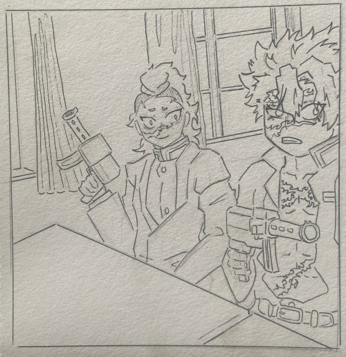 I Saw A Pic Of Two Guys Holding Water Guns And Thought Of Genya So Ofc I Had To Add Sanemi As The Other