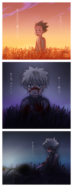 rika-tyan: rough translation: - Killua.. If you won’t go quickly, I’ll go without you - 