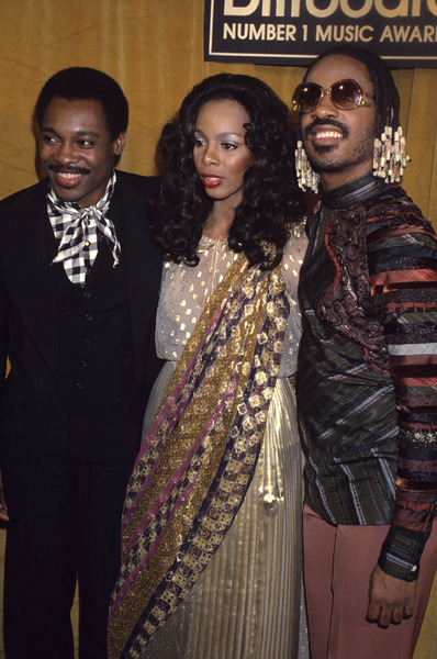 twixnmix:George Benson, Donna Summer, Stevie Wonder, and Glen Campbell at the Billboard Number 1 Awa