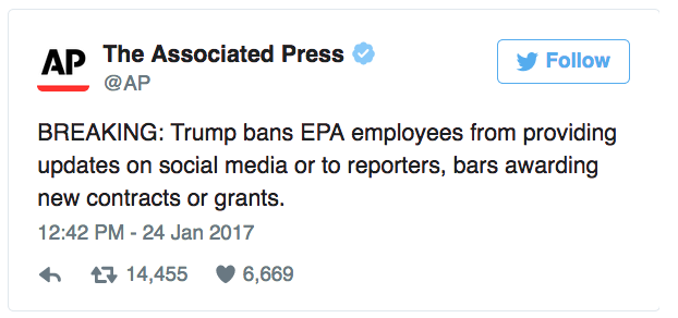 the-future-now:  Trump just banned EPA employees from posting on social mediaTrump