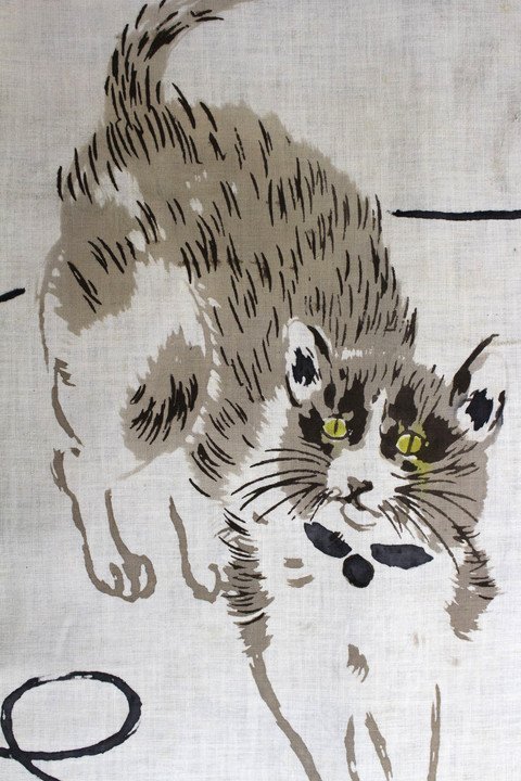 Cat pattern yukata fabric roll, by Chikusen (picture seen on)