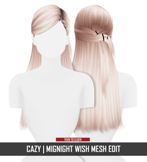 redheadsims-cc:   CAZY | MIGNIGHT WISH HAIR  MESH EDIT  CONVERSION + MESH EDIT Compatible with 