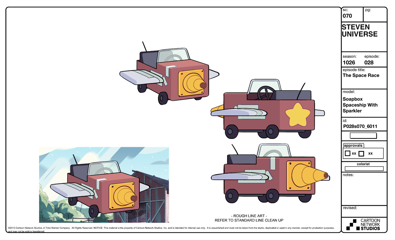 A selection of Character, Prop and Effect designs from the Steven Universe Episode: Space