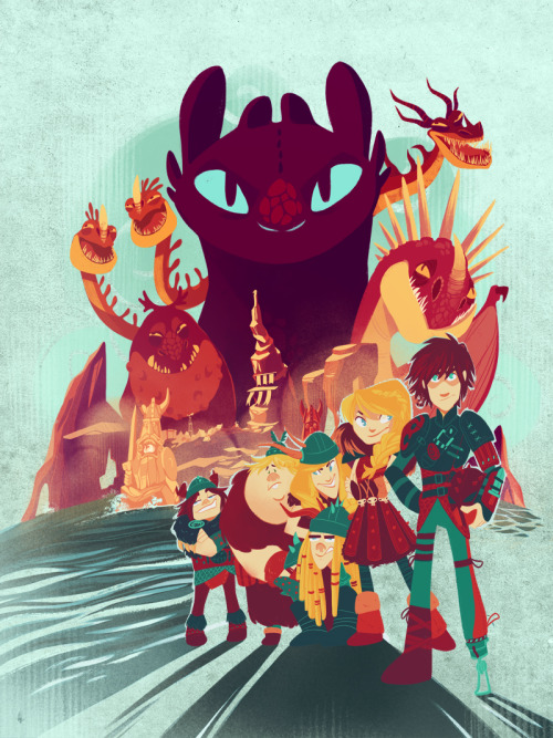 eightbreeze:Another print for FanExpo! This time it’s How to Train Your Dragon 2! The whole gang’s t