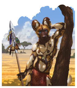 caraidart:Bust commission for Utunu, an African wild dog. Ooo owo