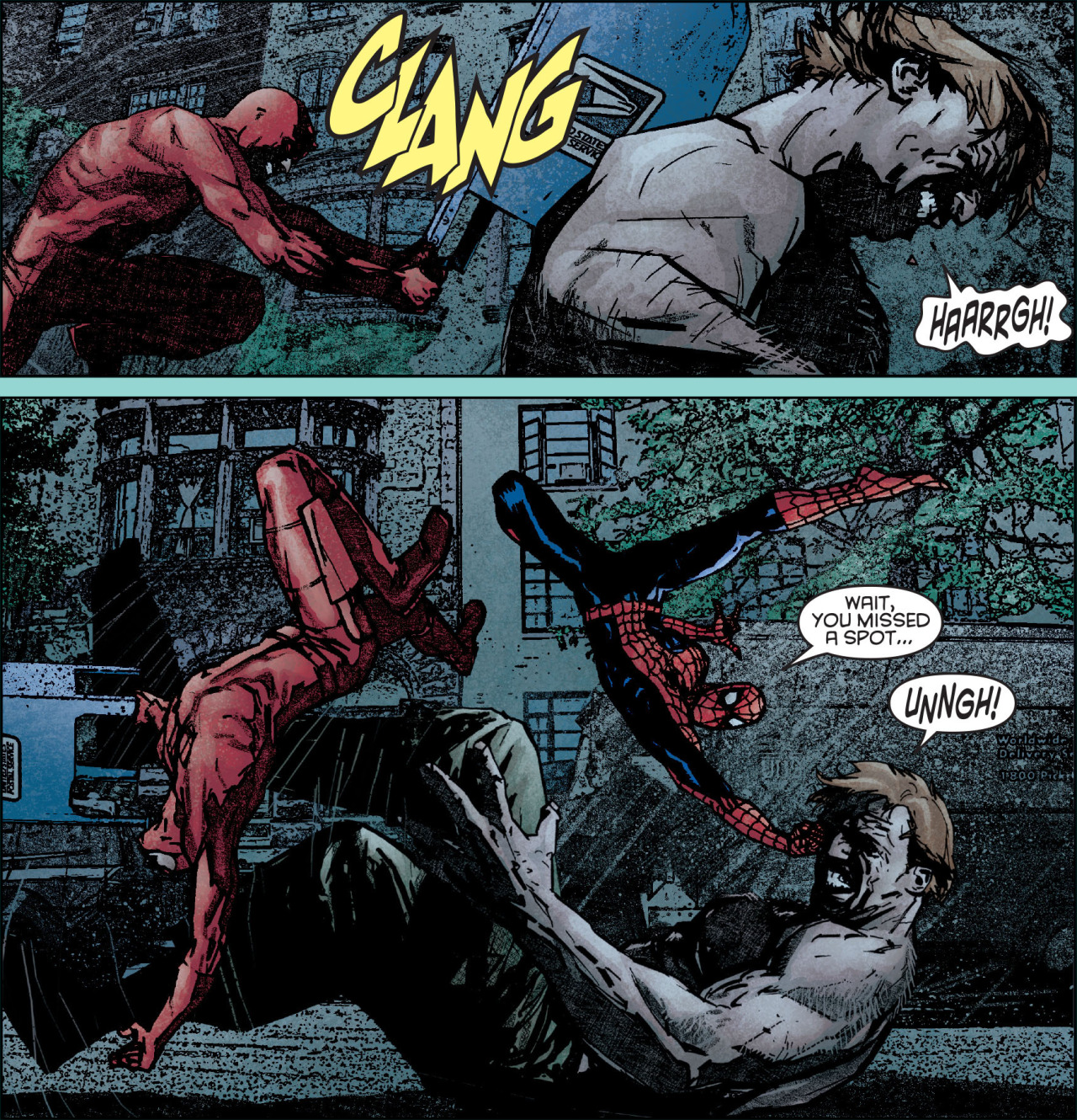 thebendisageofcomics:  Daredevil and Spider-Man take down Mister Hyde (Daredevil