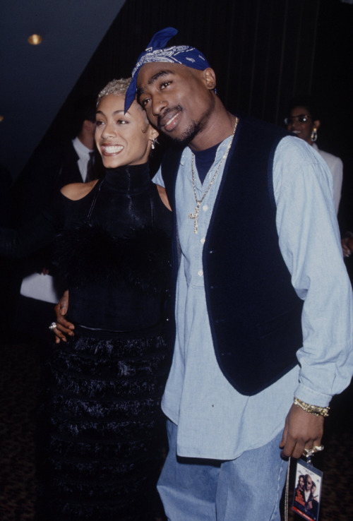twixnmix:    Tupac Shakur and Jada Pinkett at the premiere of A Low Down Dirty Shame in New York City, November 1994.  