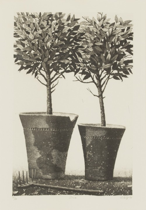 Duo  -   Esa Riippa, 1993.Finnish, 1947-etching, 53/80, 33 x 23 cm.