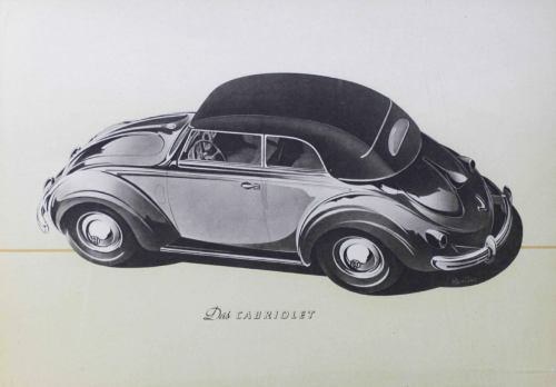 Volkswagen beetle trade catalogue, 1951. Illustration: Bernd Reuters. Via Hagley Museum
