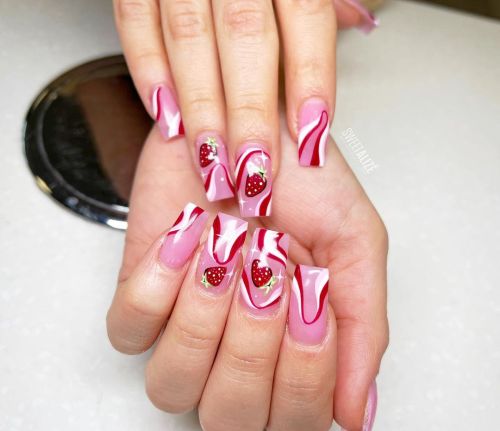 sweetalize: Strawberry swirls Inspo: @sauvagebyfri (at KHROMA Nail Salon)www.instagram.com/p