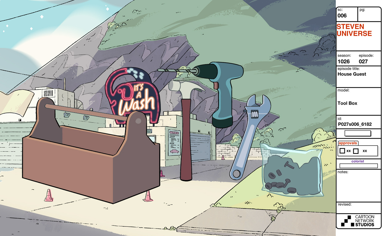 A selection of Character, Prop and Effect designs from the Steven Universe Episode: House