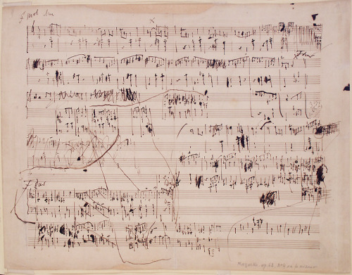circuitfive:Manuscript pages from Frédéric Chopin’s piano works in the composer’s hand:Notes and doo