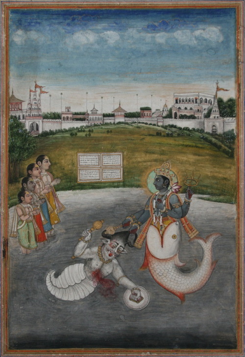 Matsya Avatara from Dasvatara series - Late Mughal style, Delhi c1800