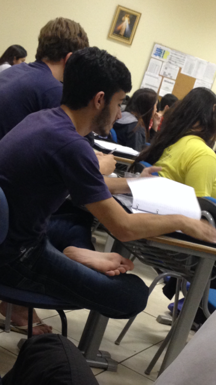 Barefoot guy at the university