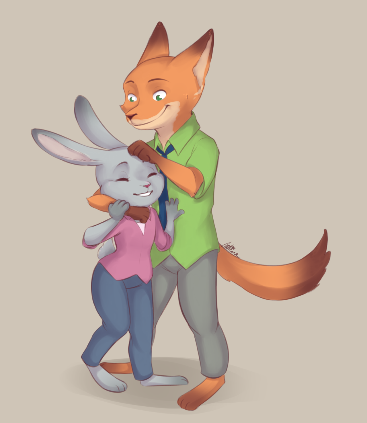 airshine:  Few coloured sketches of Judy and Nick. They’re so cute together :3