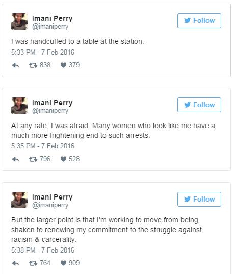 blackmattersus:   A professor at Princeton University wrote about her arrest this