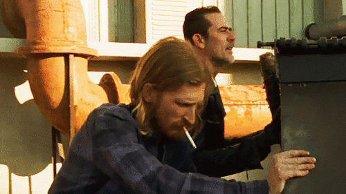 londoncapsule: Negan: Not gonna lie. A real punch in the dick when Rick cornered me in the basement 