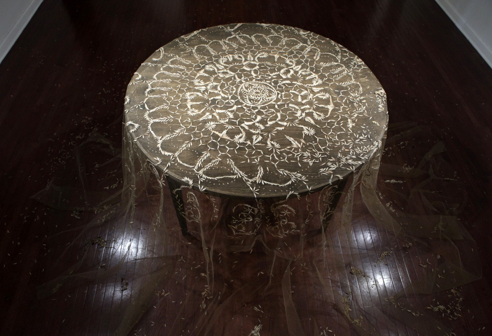 itscolossal:  Heirloom: A Tablecloth Created with Lace-like Patterns of Collected