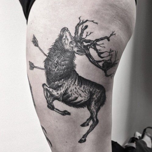 rebeccadewintertattoo:  ~Healed~ picture of Ella’s Stag. Rebeccadewintertattoo@gmail.com for appointments 