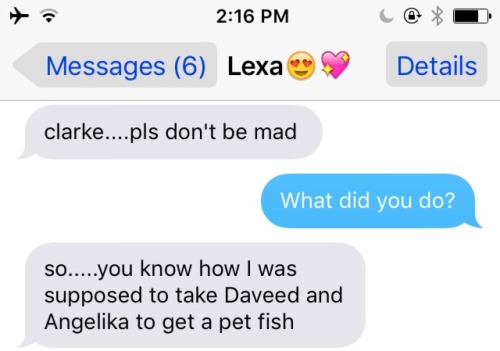 clarkegriffintexts: lexa buys (a) fish.
