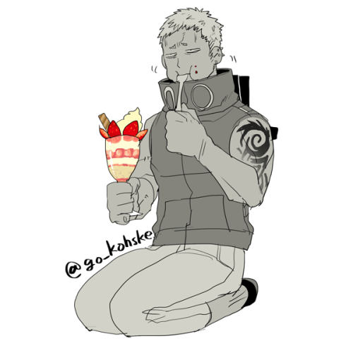 Kohske shares a sketch from around five years ago of Striker-san eating a Strawberry Sundae.– Plea