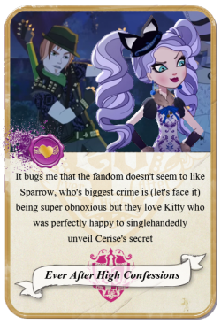 Everafterhighconfessions:  It Bugs Me That The Fandom Doesn’t Seem To Like Sparrow,