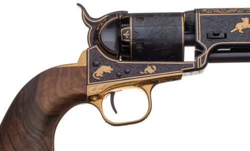 Engraved and gold inlaid pair of Colt Model 1851 percussion revolvers, by master engraver J.J. Adams