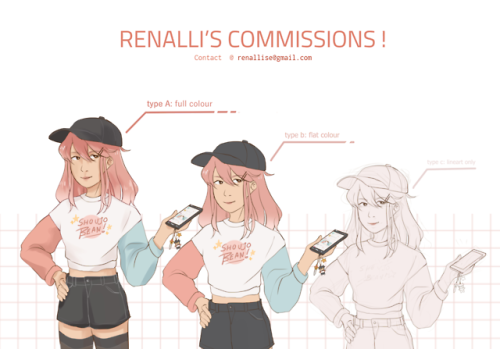 [ reblogs  ] my commissions are open! contact me @ renallise@gmail.com for inquires ! &gt; 