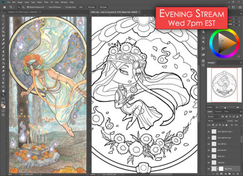gemgoddesses:Join me at 7pm EST tonight where I’ll be streaming art as I lay in the color flats on