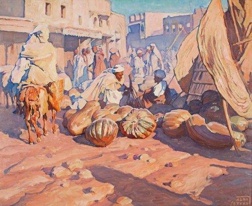 Adam Styka - Le marché au Marrakech - 1922