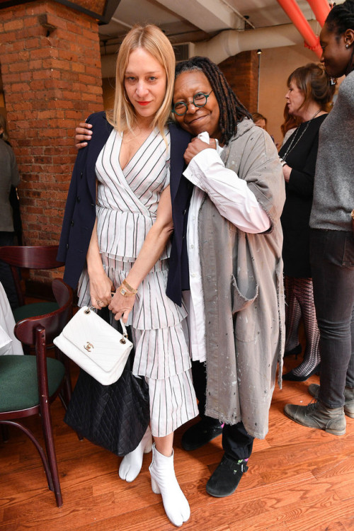 Chloë Sevigny with Whoopi Goldberg at the 2019 Tribeca Film Festival jury lunch in New York City, NY