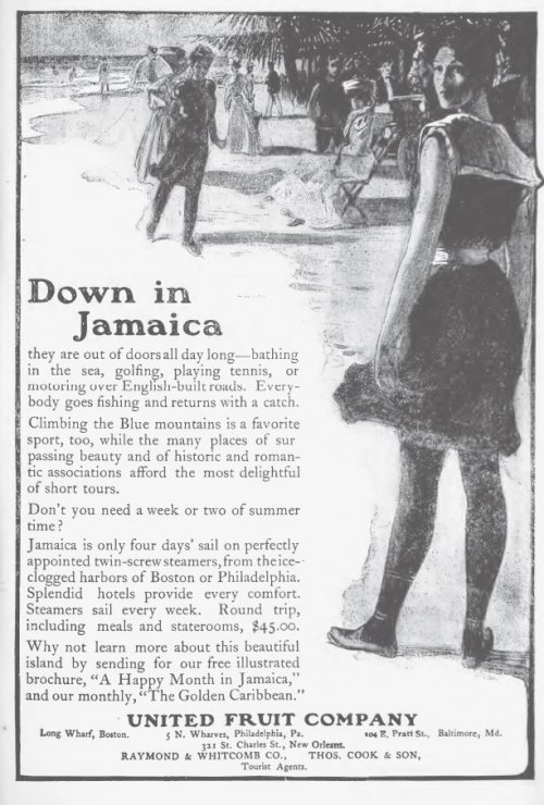 1906 ad for travel to Jamaica on the United Fruit Company’s “Great White Fleet,” w