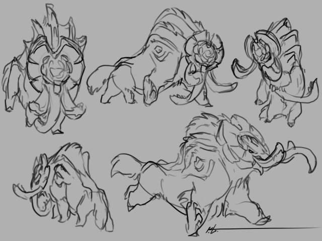 nyxdruid:I’ve been wanting to make a gammoth gingka for a while now, and I need to practice my clothing design, so why not do both. Have a big buff gammoth lady (with some bonus gammoth sketches cuz I guess I never posted them here)