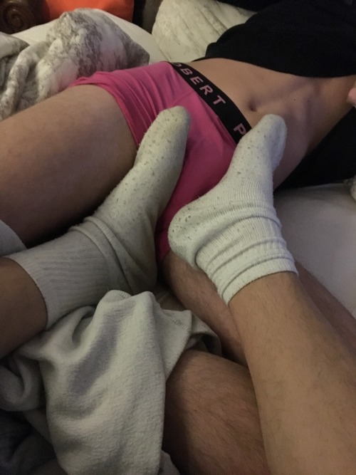 dirtytwink666: His cock enjoys my dirty socks  Fuck yeah&hellip;