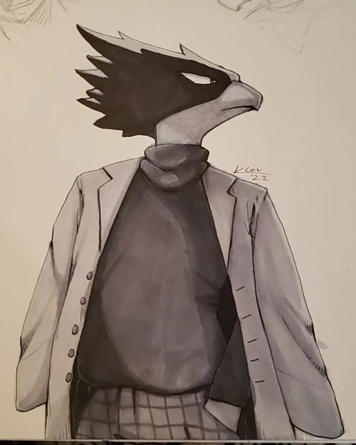 Havent done traditional art in a while so heres a Tokoyami done in Prismacolor markers with a small 